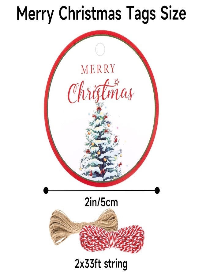 g2 بلس مجموعة G2PLUS من 100 بطاقة هدايا لعيد الميلاد، بطاقات ورقية دائرية بقطر 2 بوصة عليها صورة شجرة عيد الميلاد مع خيط، مثالية للأعمال اليدوية وتغليف الهدايا وتوزيعات حفلات عيد الميلاد. - Image 2